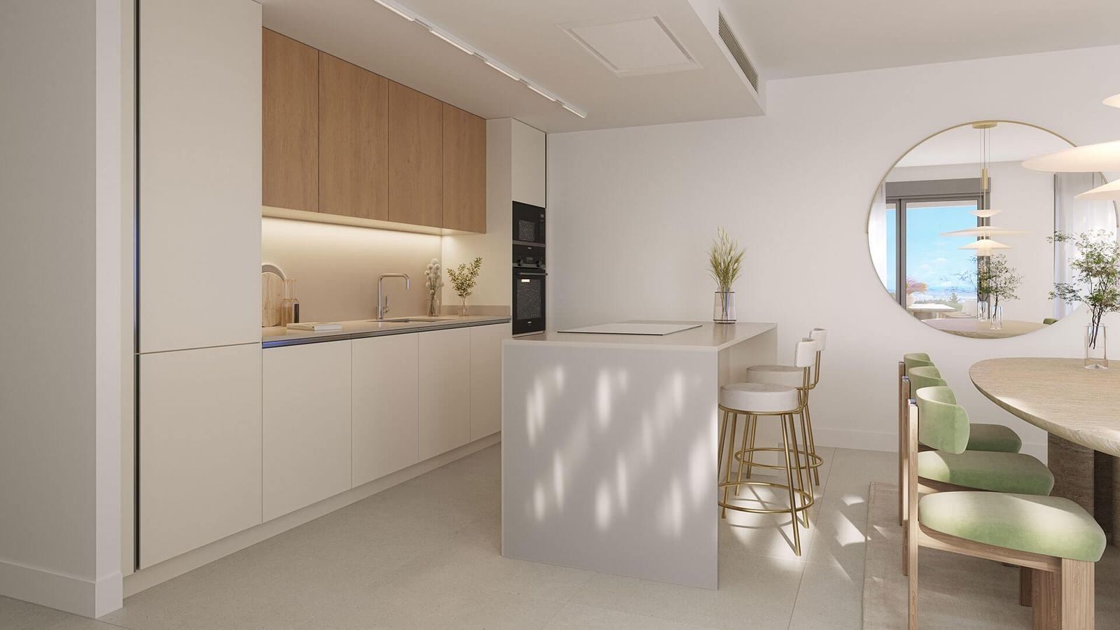 Moderne keuken met eetgedeelte en eiland